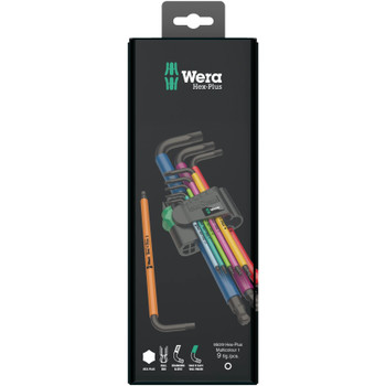Wera 073593, 950/9 Hex-Plus Multicolour 1 SB L-Key Set, Metric, Blacklaser, 9 Pieces
