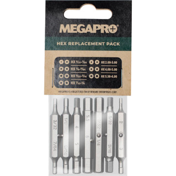 Megapro Replacement Bit Pack - The Hex, 7 Double Ended Bits, 6REPLACEMENT-HX