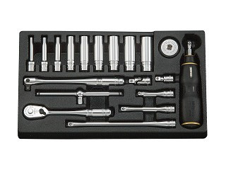Nepros NTB2L19XA, 1/4"sq. Deep Socket Wrench Set (6pt.) Metric (19pcs.)