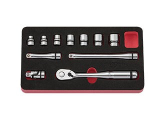 Nepros NTB311BC, 3/8"sq. Socket Wrench Set (6pt.) SAE (11pcs.)