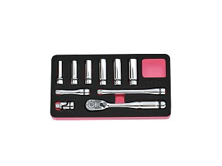 Nepros NTB3L10A, 3/8"sq. Deep Socket Wrench Set (6pt.) Metric (11pcs.)