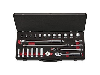 Nepros NTB3X26CZ, 3/8"sq. Socket Wrench Set (6pt.) Metric (26pcs.) with Steel Case