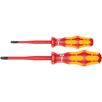 Wera 006470, 165 iS PZ/S # 1 + 2 Screwdriver Set Kraftform Plus Series 100. With Reduced Blade Diameter, 2 Pieces