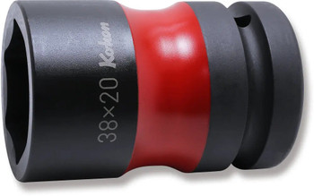 Koken PW8P-38X20, 1 Sq. Dr. Rear Wheel Nut Socket  38 x 20mm Hex x Square 83mm Color coded