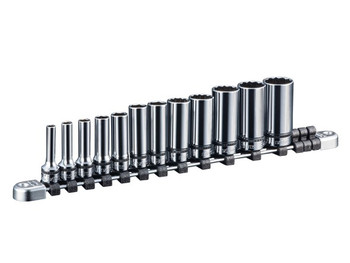 Nepros NTB3L12XA, 3/8"sq. Deep Socket Set (6pt. & 12pt.) Metric (12pcs)