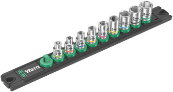 Wera 005400, Magnetic Socket Rail A 4 Zyklop Socket Set, 1/4" Drive, 9 Pieces_main