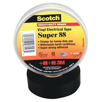 Scotch Super 88, 2" x 36', Vinyl Electrical Tape, Black, 103561