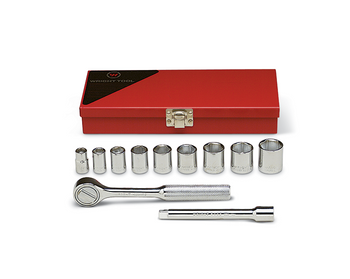 Wright tool 327, 3/8" Drive 11 Piece Metal Boxed Set - 6 Point Standard Sockets, 3/8" - 7/8", Ratchet, 6" Extension_main Wright tool 327, 3/8" Drive 11 Piece Metal Boxed Set - 6 Point Standard Sockets, 3/8" - 7/8", Ratchet, 6" Extension_main