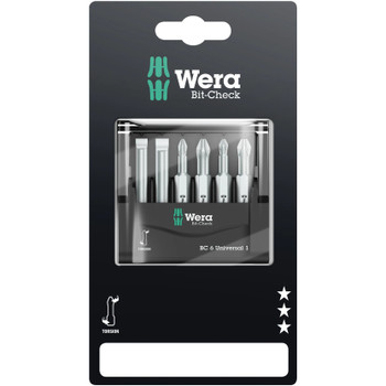 Wera 073635, Bit-Check 6 Universal 1 SB, 6 pieces