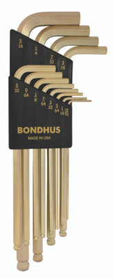 Bondhus 37936, Set 12 GoldGuard Plated Ball End L-Wrenches .050-5/16"_main