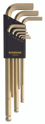 Bondhus 38099, Set 9 GoldGuard Plated Ball End L-Wrenches 1.5-10mm_main