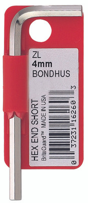 Bondhus 16274, 9mm BriteGuard Plated Hex L-Wrench - Short, 1 piece_main
