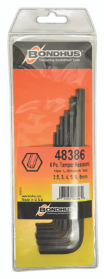 Bondhus 48386, Set 6 Hex Tamper Resistant L-Wrenches (2.5-8mm)_main