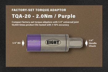 Eight Tool TQA-20, Factory-Set Torque Adaptor With 1/4" Joint- 2.0Nm / Purple