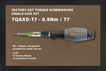 Eight Tool TQAXD-T7, Factory-Set Torque Screwdriver Torx Single-Size Set- Changeable Bit 1 Pc T7 / Torque Adaptor 1 Pc 0.9Nm