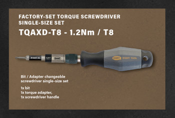 Eight Tool TQAXD-T8, Factory-Set Torque Screwdriver Torx Single-Size Set- Changeable Bit 1 Pc T8 / Torque Adaptor 1 Pc 1.2Nm