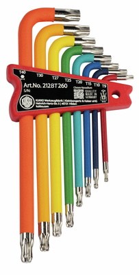 KUKKO 212BT260, Color-coded TX Allen key set with ball head in KUKKO clip, key sizes 9, 10, 15, 20, 25, 27, 30, 40_main