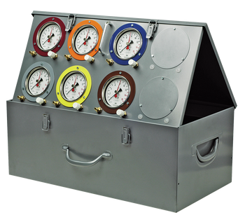 KUKKO W-6050/6, WILBÄR Pneumatic test case with 6 pressure gauges 0-16 bar, calibrated, with 6 measuring hoses_main