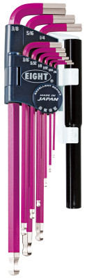 Eight Tool TEL-S9NPPU,  Single Color Purple Taper Head Hex Key 9Pcs.  1/16"-3/8"With 2 Pcs. Extension Pipe Set_main