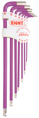 Eight Tool TLC-S7PU,  Single Color Purple Taper Head Hex Key 7Pcs.  1.5-6mm Set_main