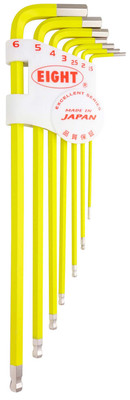 Eight Tool TLC-S7YE,  Single Color Yellow Taper Head Hex Key 7Pcs.  1.5-6mm Set_main