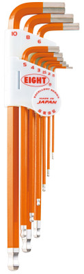 Eight Tool TLC-S9NOR,  Single Color Orange Taper Head Hex Key 9Pcs.  1.5-10mm Set_main