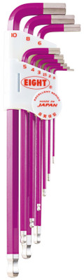 Eight Tool TLC-S9NPU,  Single Color Purple Taper Head Hex Key 9Pcs.  1.5-10mm Set_main