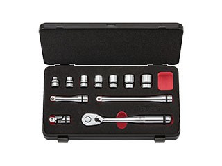Nepros NTB311CZ, 3/8"sq. Socket Wrench Set (6pt.) Metric (11pcs.) with Steel Case