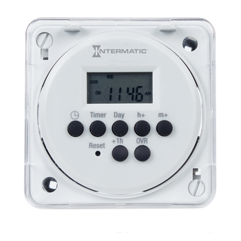Intermatic FM1D20E-LV, 24-Hour or 7-Day 12/24 VDC, 24 VAC Electronic Flush Mount Module, 15 A, 20 Setpoint Programs, SPDT_main