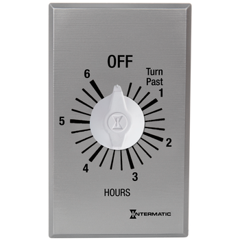 Intermatic FF36H, Spring Wound Countdown Timer, Commercial, 125-277 VAC, 50/60 Hz, SPDT, 6 Hour Max, Without Hold, Silver_main