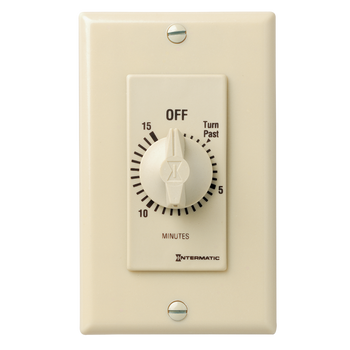 Intermatic FD415M, Spring Wound Countdown Timer, Decorator Style, 125-277 VAC, 50/60 Hz, DPST, 15 Minute Max, Without Hold, Ivory_main