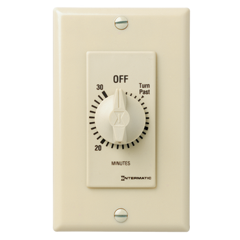 Intermatic FD430M, Spring Wound Countdown Timer, Decorator Style, 125-277 VAC, 50/60 Hz, DPST, 30 Minute Max, Without Hold, Ivory_main