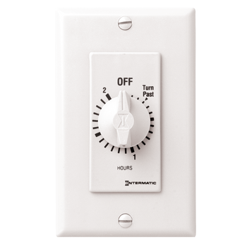 Intermatic FD32HW, Spring Wound Countdown Timer, Decorator Style, 125-277 VAC, 50/60 Hz, SPDT, 2 Hour Max, Without Hold, White_main