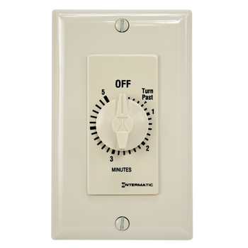 Intermatic FD5M, Spring Wound Countdown Timer, Decorator Style, 125-277 VAC, 50/60 Hz, SPST, 5 Minute Max, Without Hold, Ivory_main