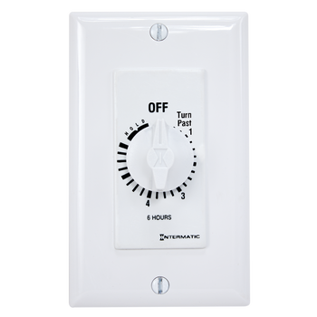 Intermatic FD6HHW, Spring Wound Countdown Timer, Decorator Style, 125-277 VAC, 50/60 Hz, SPST, 6 Hour Max, With Hold, White_main