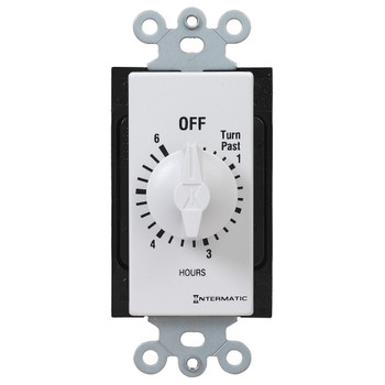Intermatic FD6HW, Spring Wound Countdown Timer, Decorator Style, 125-277 VAC, 50/60 Hz, SPST, 6 Hour Max, Without Hold, White_main