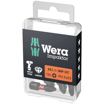 Wera 057615, 851/1 IMP DC PH DIY Impaktor PH bits, PH 1 x 25 mm, 10 pieces