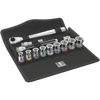Wera 003785, 8100 SB HF 1 Zyklop Metal Ratchet Set with switch lever, 3/8" drive, with holding function, metric, 13 pieces
