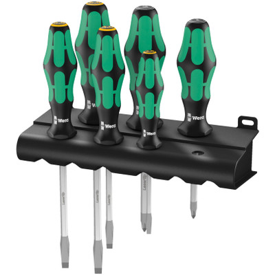 Wera 007681, 334/355 SK/6 Screwdriver set Kraftform Plus Lasertip and rack, 6 pieces