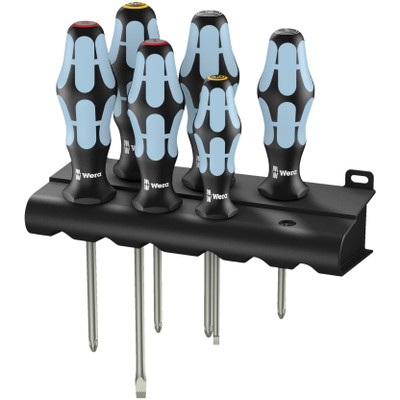 Wera 032063, 3334/3350/3355/6 Screwdriver set, stainless and rack, 6 pieces