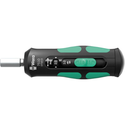 Wera 075810, 7510 Kraftform Safe-Torque Speed Torque screwdriver, 1-3 Nm, 1/4" x 1.0 Nm x 1.5 Nm x 2.0 Nm x 2.5 Nm x 3.0 Nm x 147.5 mm