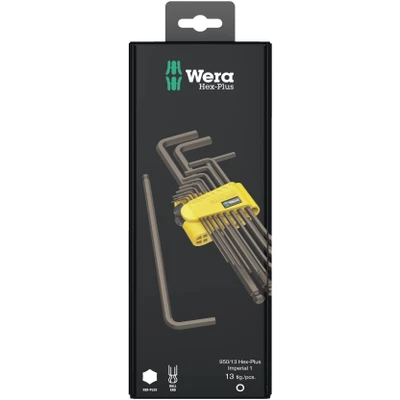 Wera 021721, 950/13 Hex-Plus Imperial 1 SB L-Key Set, Imperial, Blacklaser, 13 Pieces