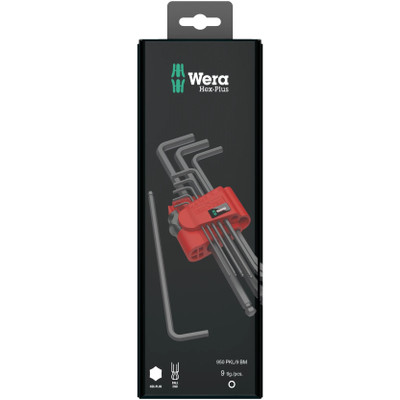 Wera 073596, 950/9 Hex-Plus 6 SB L-Key Set, Metric, Blacklaser, 9 Pieces