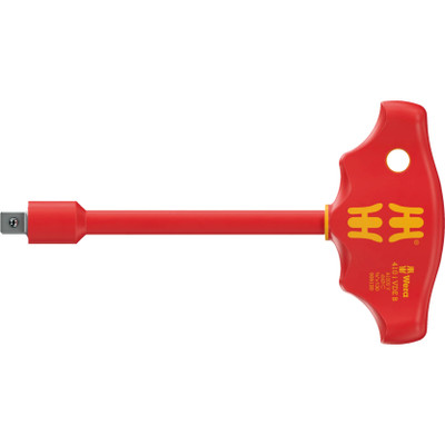 Wera 005120, 410 i-VDE-B VDE-Insulated T-Handle Adapter Screwdriver For 3/8" Sockets, 3/8" x 130 mm