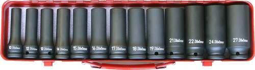 Koken 14208M, 1/2 Sq. Dr. 13 Piece Impact Deep 6-Point Socket Set  10-27mm