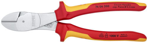 Knipex 74 06 200, 8" High Leverage Diagonal Cutters-1000V Insulated_main