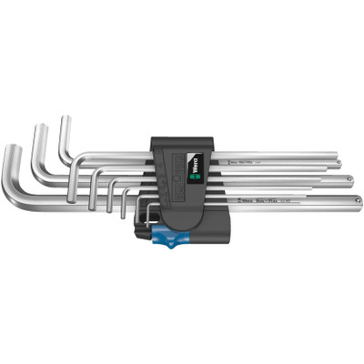 Wera 022130, 950/9 L Hex-Plus HF 1 L-Key Set, Metric, Chrome-Plated, With Holding Function, 9 Pieces