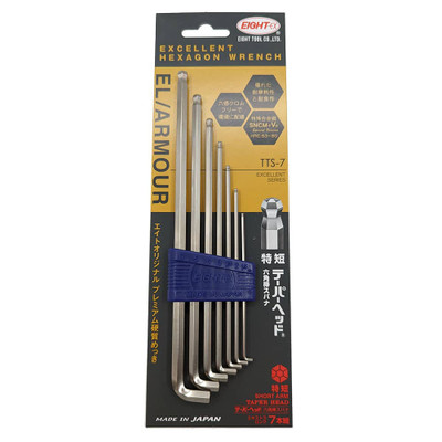 Eight Tool TTS-7, Taper Head Short Arm Hex Key 9Pcs. 1.5-6mm Set