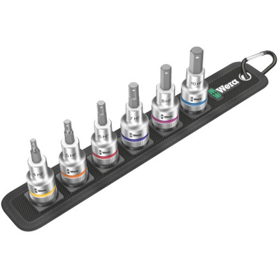 Wera 003996, Belt C 2 Zyklop In-Hex-Plus bit socket set with holding function, 1/2" drive, 6 pieces