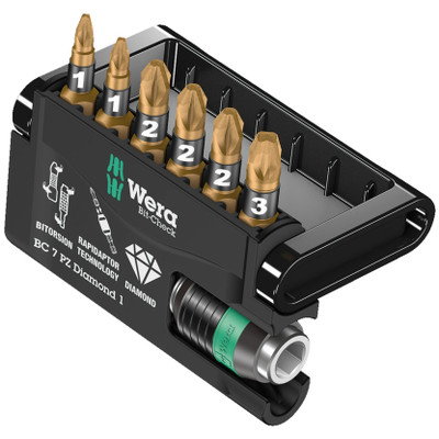 Wera 057412, Bit-Check 7 PZ Diamond 1, 7 pieces